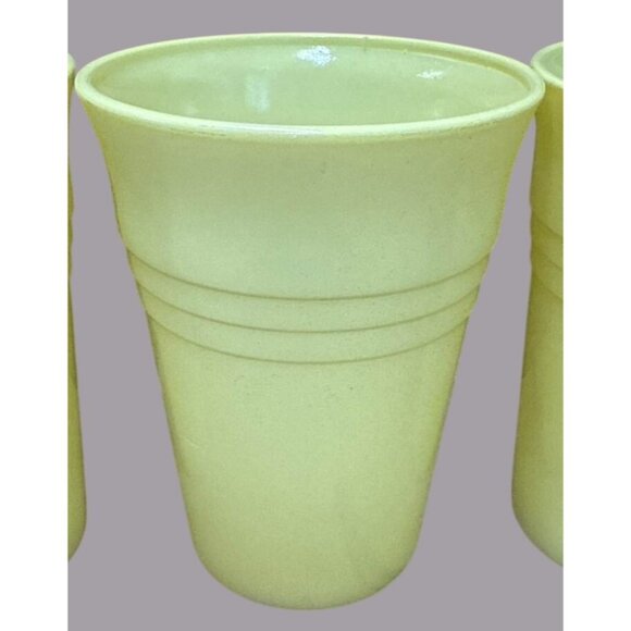 4 Vtg Hazel Atlas Moderntone Platonite Yellow 9oz Tumblers Cups 1940s - Picture 3 of 5